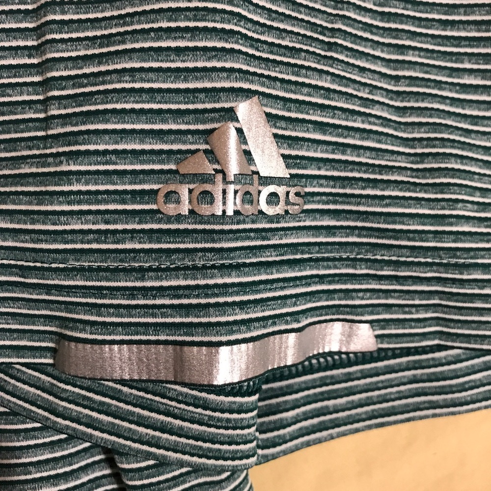 Adidas Climachill XL Polo Shirt Radley Run West Chester Green and White Stripe - Picture 5 of 9